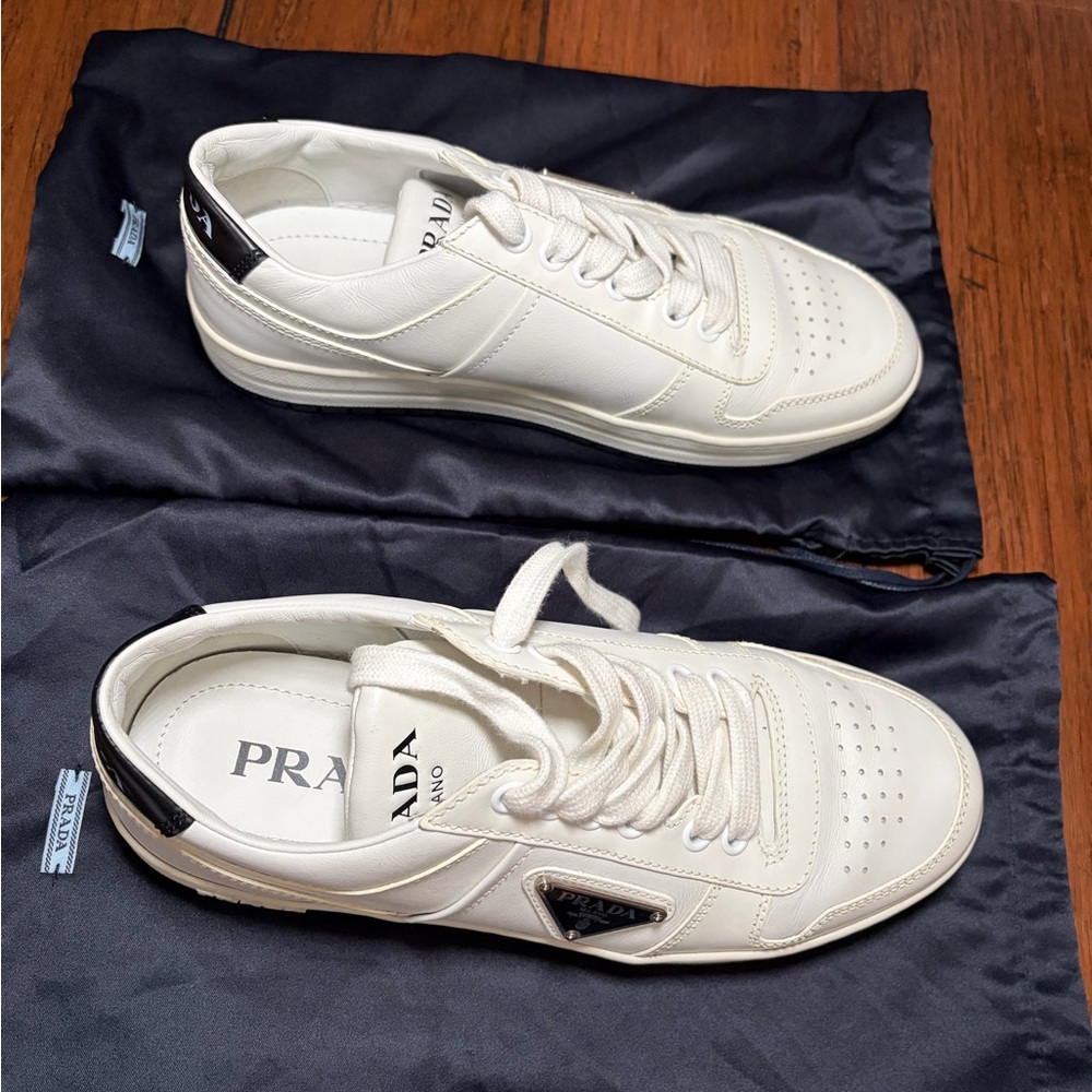 Prada Cream Leather Sneakers